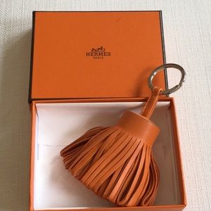 HERMES Orange Pom Pom Key Charm!